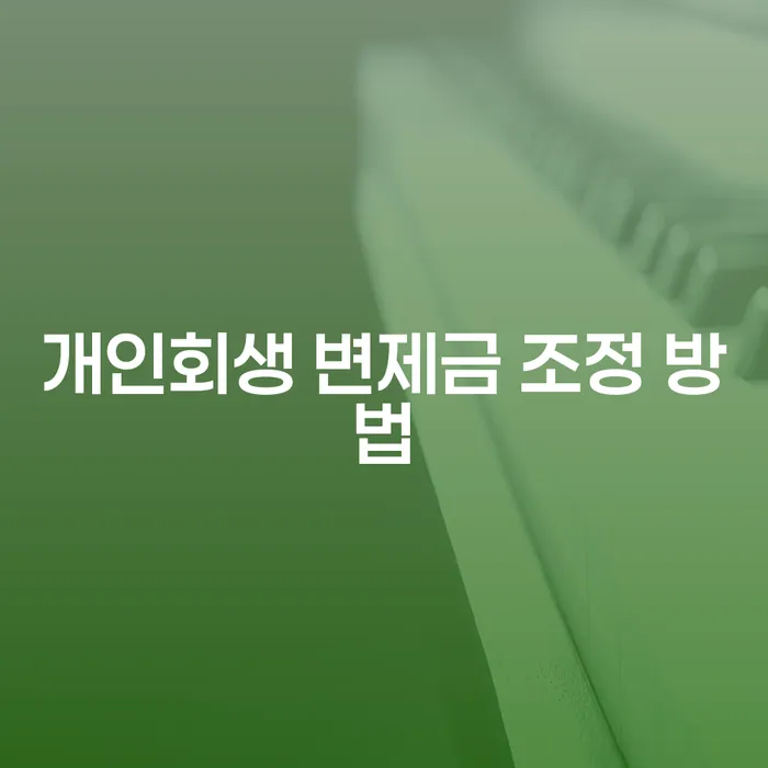 어떻게 개인회생 변제금을 조정할 수 있을까요?